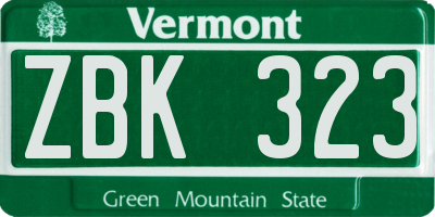 VT license plate ZBK323