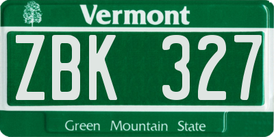 VT license plate ZBK327