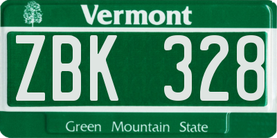 VT license plate ZBK328