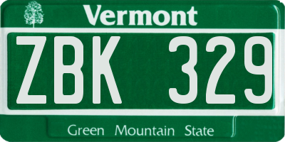 VT license plate ZBK329