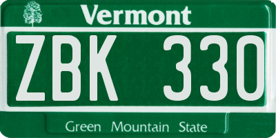 VT license plate ZBK330