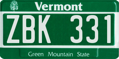VT license plate ZBK331