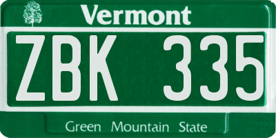 VT license plate ZBK335