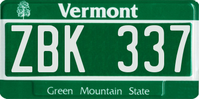 VT license plate ZBK337