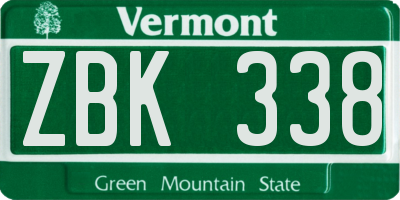 VT license plate ZBK338