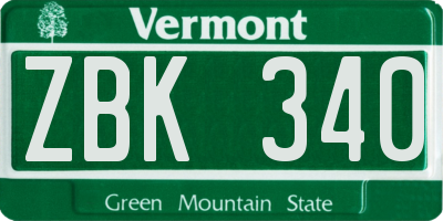 VT license plate ZBK340