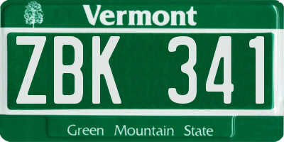 VT license plate ZBK341