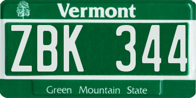 VT license plate ZBK344