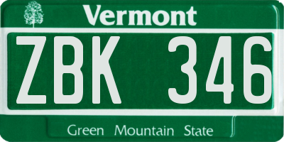 VT license plate ZBK346