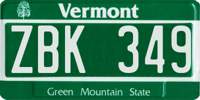 VT license plate ZBK349