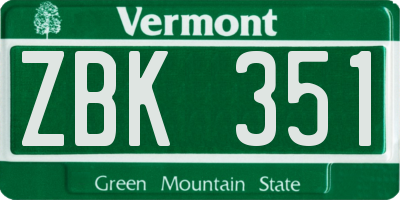VT license plate ZBK351