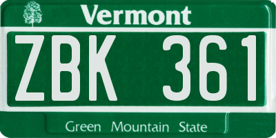 VT license plate ZBK361