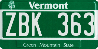 VT license plate ZBK363