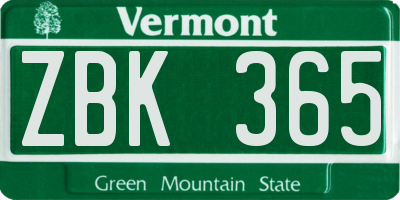 VT license plate ZBK365