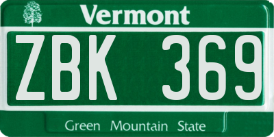 VT license plate ZBK369