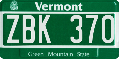VT license plate ZBK370
