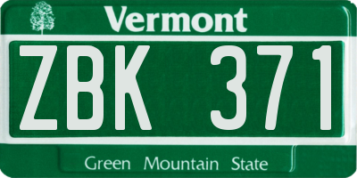 VT license plate ZBK371