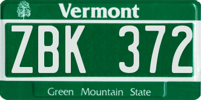 VT license plate ZBK372
