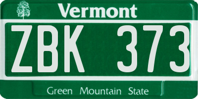 VT license plate ZBK373