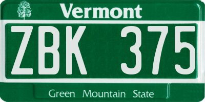 VT license plate ZBK375