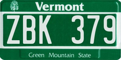 VT license plate ZBK379