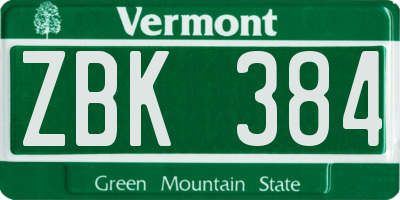 VT license plate ZBK384