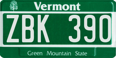 VT license plate ZBK390