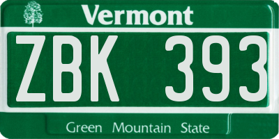 VT license plate ZBK393