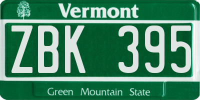 VT license plate ZBK395