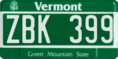 VT license plate ZBK399