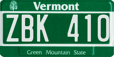 VT license plate ZBK410