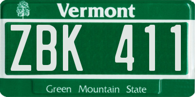VT license plate ZBK411