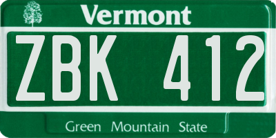 VT license plate ZBK412