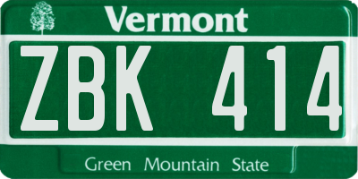 VT license plate ZBK414