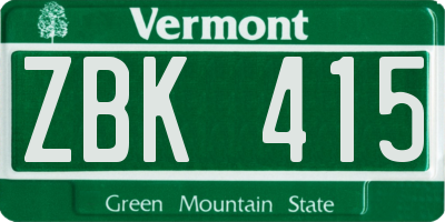 VT license plate ZBK415