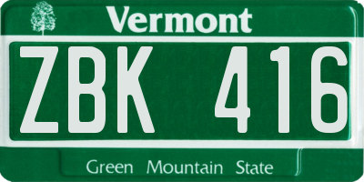 VT license plate ZBK416