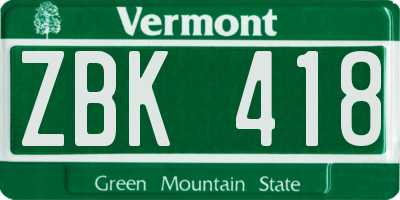 VT license plate ZBK418