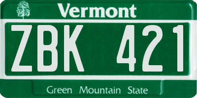 VT license plate ZBK421