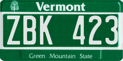 VT license plate ZBK423