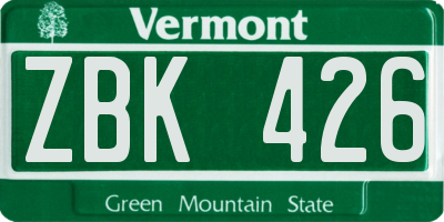 VT license plate ZBK426