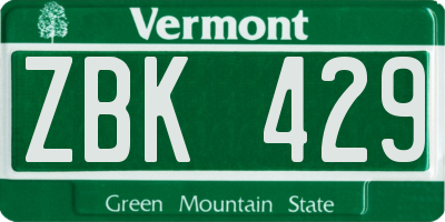 VT license plate ZBK429