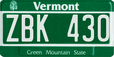 VT license plate ZBK430