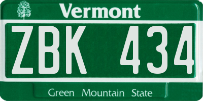 VT license plate ZBK434