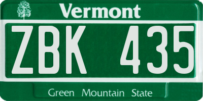 VT license plate ZBK435
