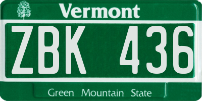 VT license plate ZBK436