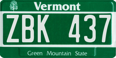 VT license plate ZBK437