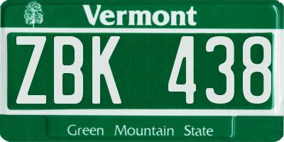 VT license plate ZBK438