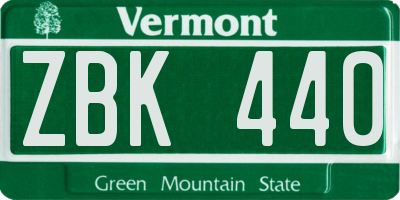 VT license plate ZBK440