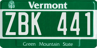 VT license plate ZBK441
