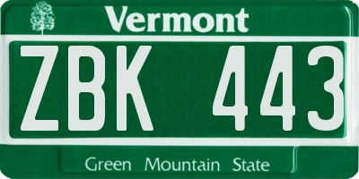 VT license plate ZBK443
